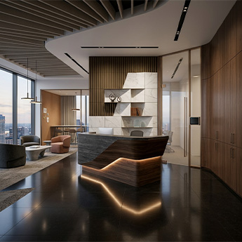 Custom cabinetry for offices and reception areas Custom cabinetry for offices and reception areas